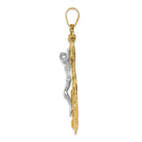 Mariners Crucifix Charm Pendant in Real 14k Multi-Tone Gold