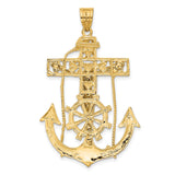 Mariners Crucifix Charm Pendant in Real 14k Multi-Tone Gold