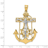 Mariners Crucifix Charm Pendant in Real 14k Multi-Tone Gold