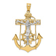 Mariners Crucifix Charm Pendant in Real 14k Multi-Tone Gold