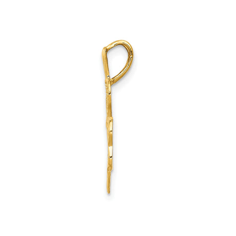 14k Yellow Gold Shamrock Pendant with Filigree Design, Three Leaf Clover, Celtic Style