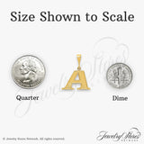 14k Yellow Gold Initial Pendant, Uppercase Letter A Charm with Diamond-Cut Texture