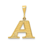 14k Yellow Gold Initial Pendant, Uppercase Letter A Charm with Diamond-Cut Texture