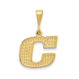 14k Yellow Gold Letter C Pendant, Diamond Cut Textured Alphabet Charm
