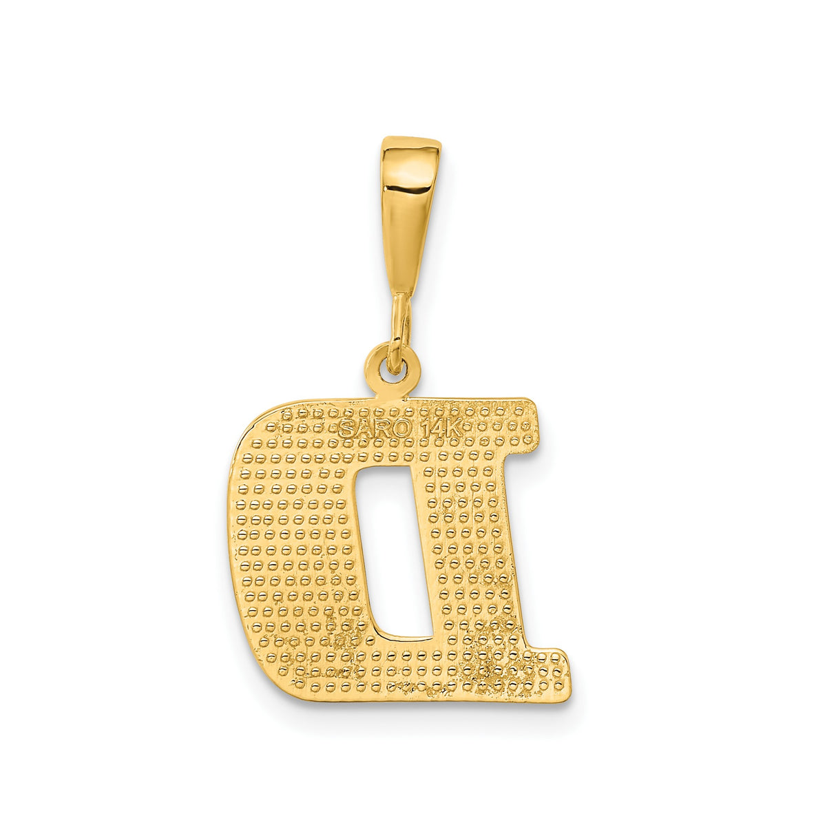 14k Yellow Gold Initial D Pendant, Diamond Cut Textured Block Letter Charm, Unisex Statement Jewelry