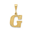 14k Yellow Gold Initial G Pendant, Diamond-Cut Block Letter Charm for Women or Unisex Wear