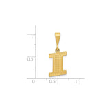 14k Yellow Gold Letter I Pendant, Textured Diamond-Cut Block Initial Charm, Unisex Monogram Jewelry