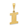 14k Yellow Gold Letter I Pendant, Textured Diamond-Cut Block Initial Charm, Unisex Monogram Jewelry