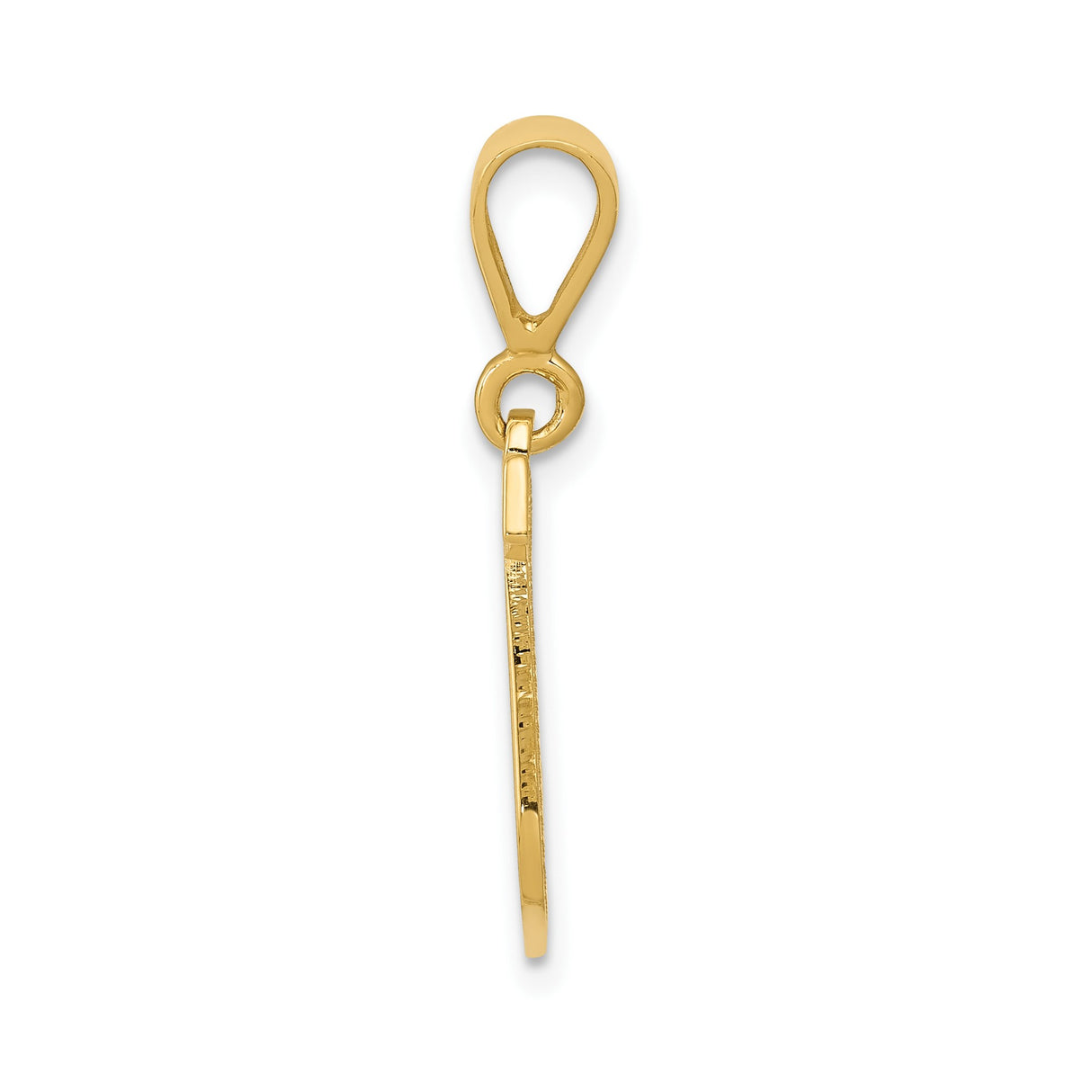 14k Yellow Gold Letter J Pendant, Diamond Cut Block Initial Charm for Women or Unisex