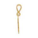 14k Yellow Gold Letter J Pendant, Diamond Cut Block Initial Charm for Women or Unisex