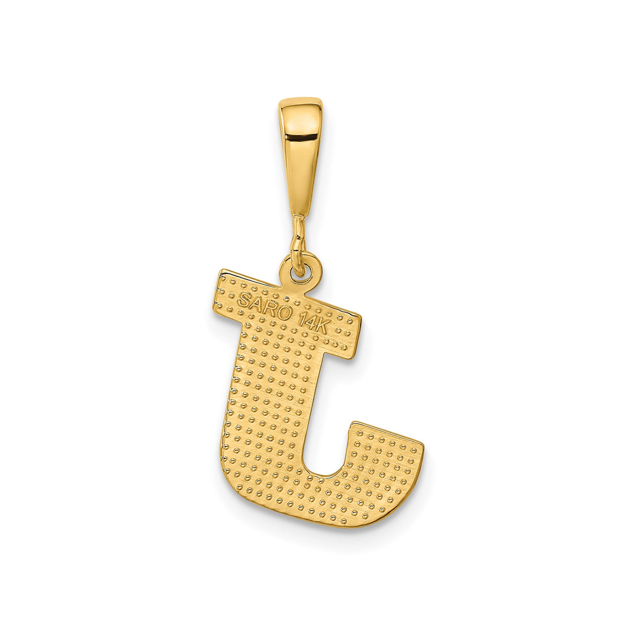 14k Yellow Gold Letter J Pendant, Diamond Cut Block Initial Charm for Women or Unisex