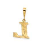 14k Yellow Gold Letter L Pendant, Textured Diamond Cut Block Initial Charm