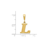 14k Yellow Gold Letter L Pendant, Textured Diamond Cut Block Initial Charm