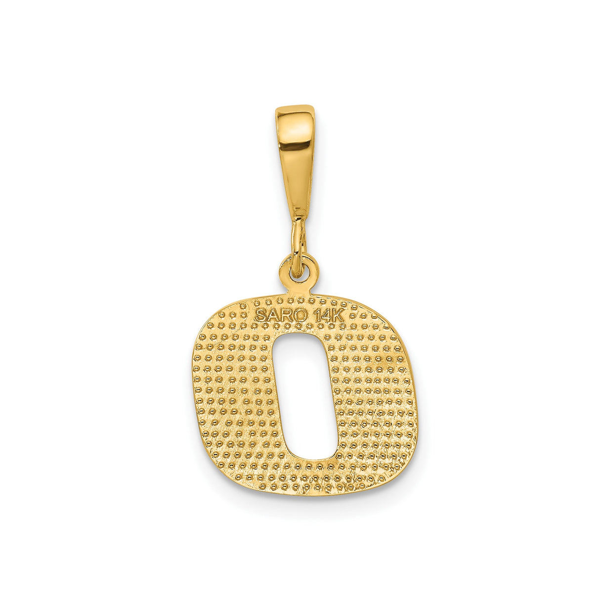14k Yellow Gold Letter O Pendant Charm, Diamond-Cut Textured Uppercase Block Monogram