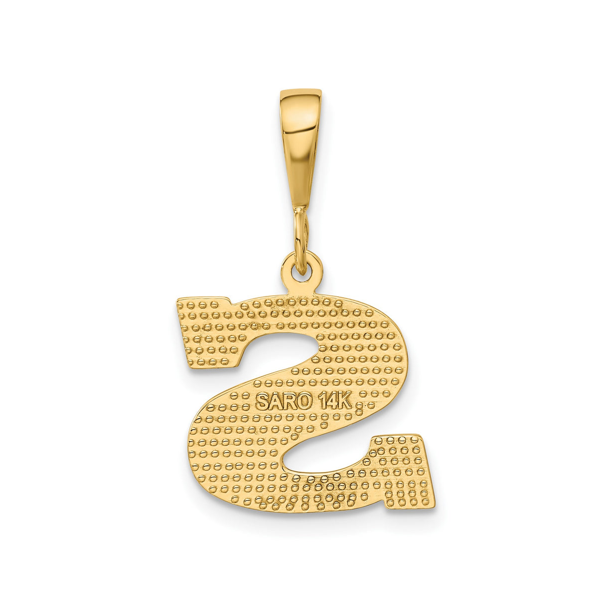14k Yellow Gold Letter S Pendant with Polished Bail and Diamond Cut Finish