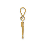14k Yellow Gold Initial Pendant Charm , Uppercase Letter T with Diamond Cut Texture