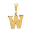 14k Yellow Gold Letter W Pendant, Textured Diamond-Cut Initial Charm for Women and Men