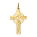 Solid 14k Polished Yellow Gold Celtic Iona Cross Charm Pendant in Real 14k Yellow Gold