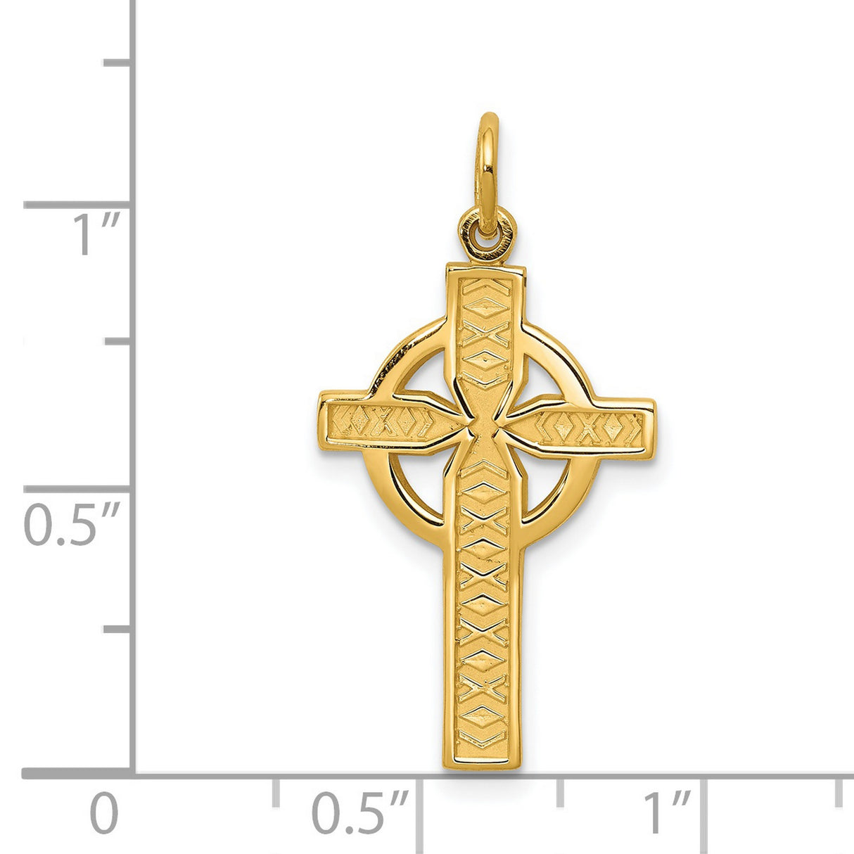 Solid 14k Polished Yellow Gold Celtic Iona Cross Charm Pendant in Real 14k Yellow Gold