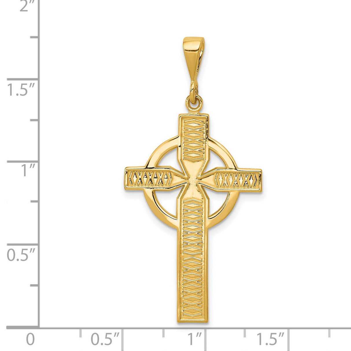 Solid 14k Polished Yellow Gold Celtic High Cross Charm Pendant in Real 14k Yellow Gold