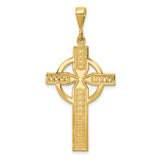 Solid 14k Polished Yellow Gold Celtic High Cross Charm Pendant in Real 14k Yellow Gold