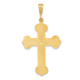 14k Yellow Gold Budded Cross Pendant with Domed Center and Geometric Motifs