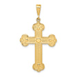 14k Yellow Gold Budded Cross Pendant with Domed Center and Geometric Motifs