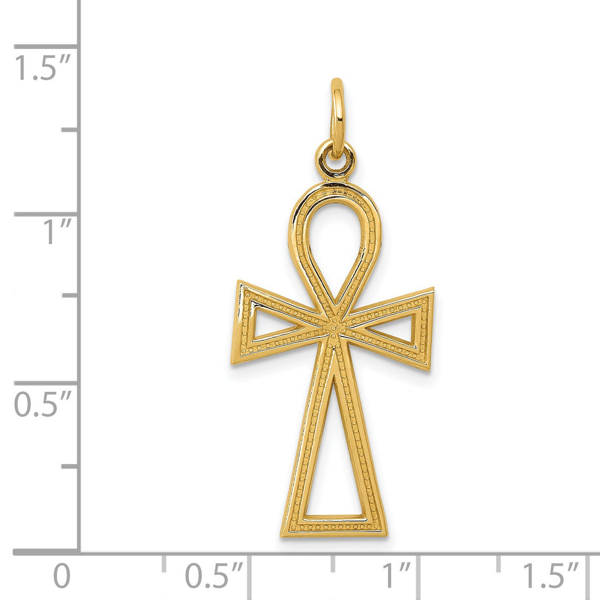 Textured Ankh Cross Charm Pendant in Real 14k Yellow Gold