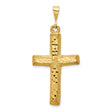 Diamond-Cut Latin Cross Charm Pendant in Real 14k Yellow Gold