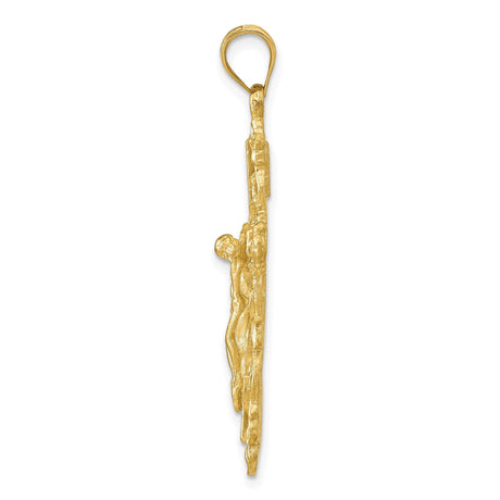 14k Yellow Gold Crucifix Cross Pendant Featuring Jesus, Catholic Christian Religious Jewelry