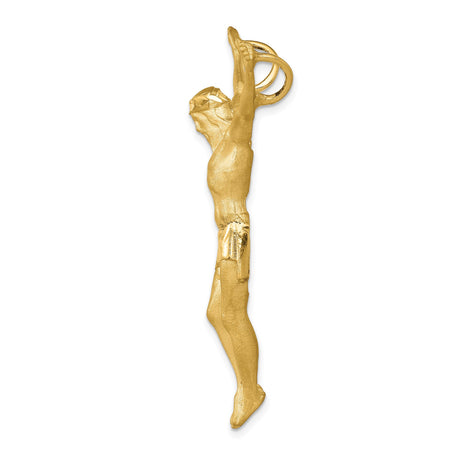 14k Yellow Gold Crucifix Pendant with Jesus on Cross, Catholic Religious Jewelry