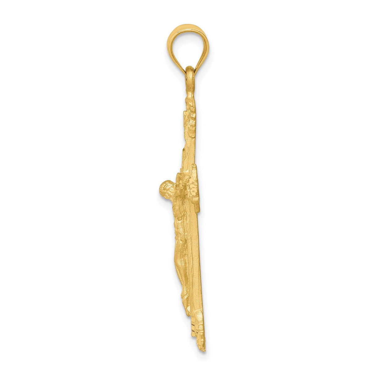 14k Yellow Gold Crucifix Cross Pendant, Religious Christian Charm for Men and Women