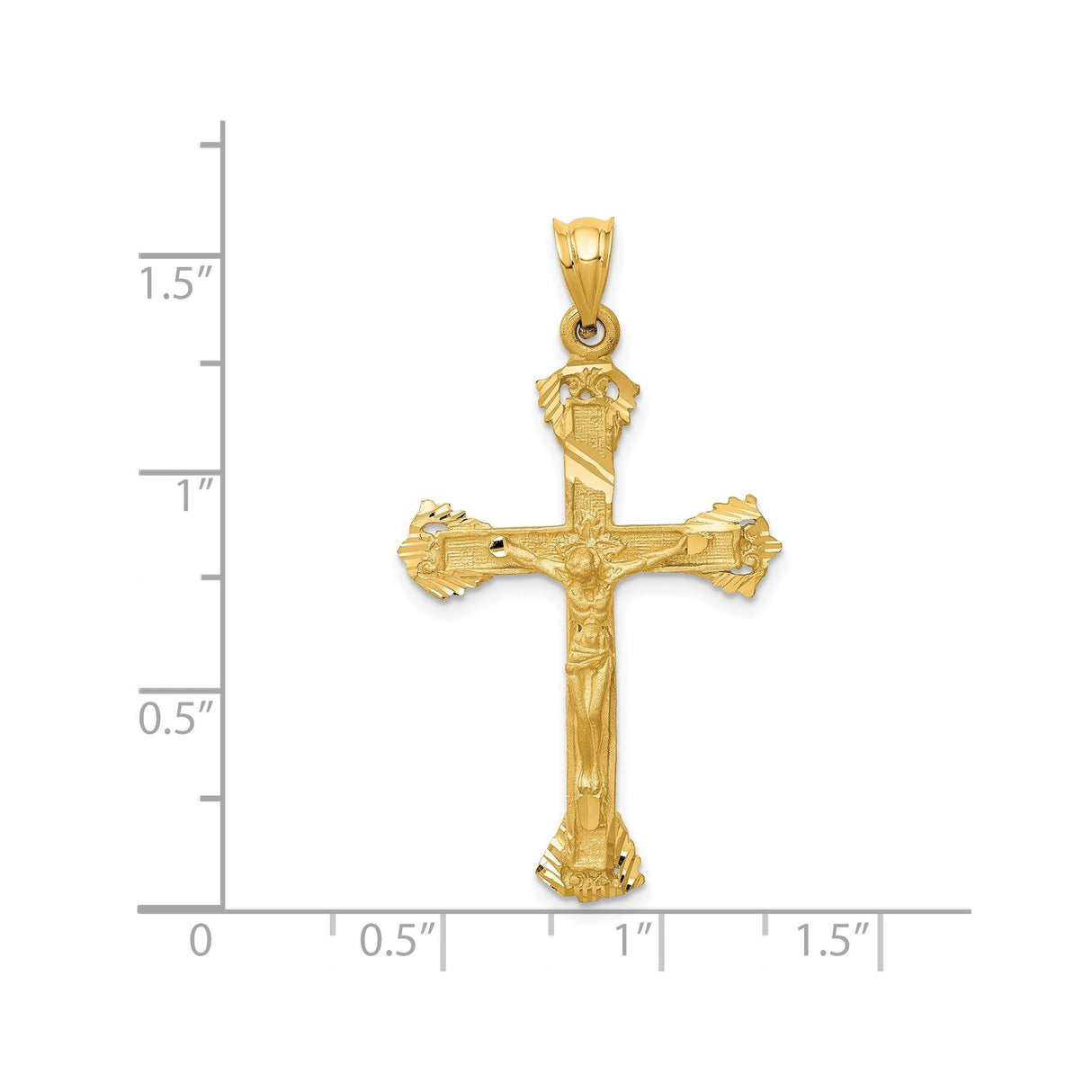 14k Yellow Gold Crucifix Cross Pendant, Religious Christian Charm for Men and Women