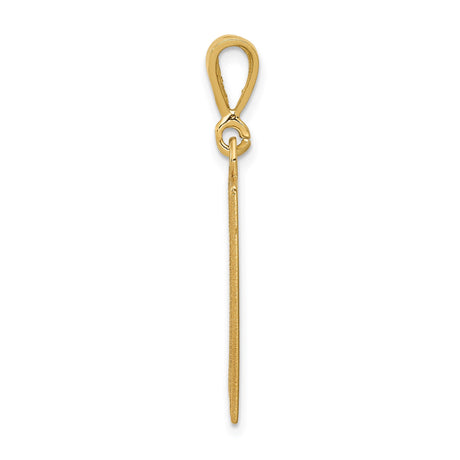 14k Yellow Gold Caduceus Pendant, Rectangular Medical Symbol with Snake and Wings