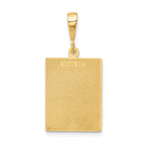 14k Yellow Gold Caduceus Pendant, Rectangular Medical Symbol with Snake and Wings