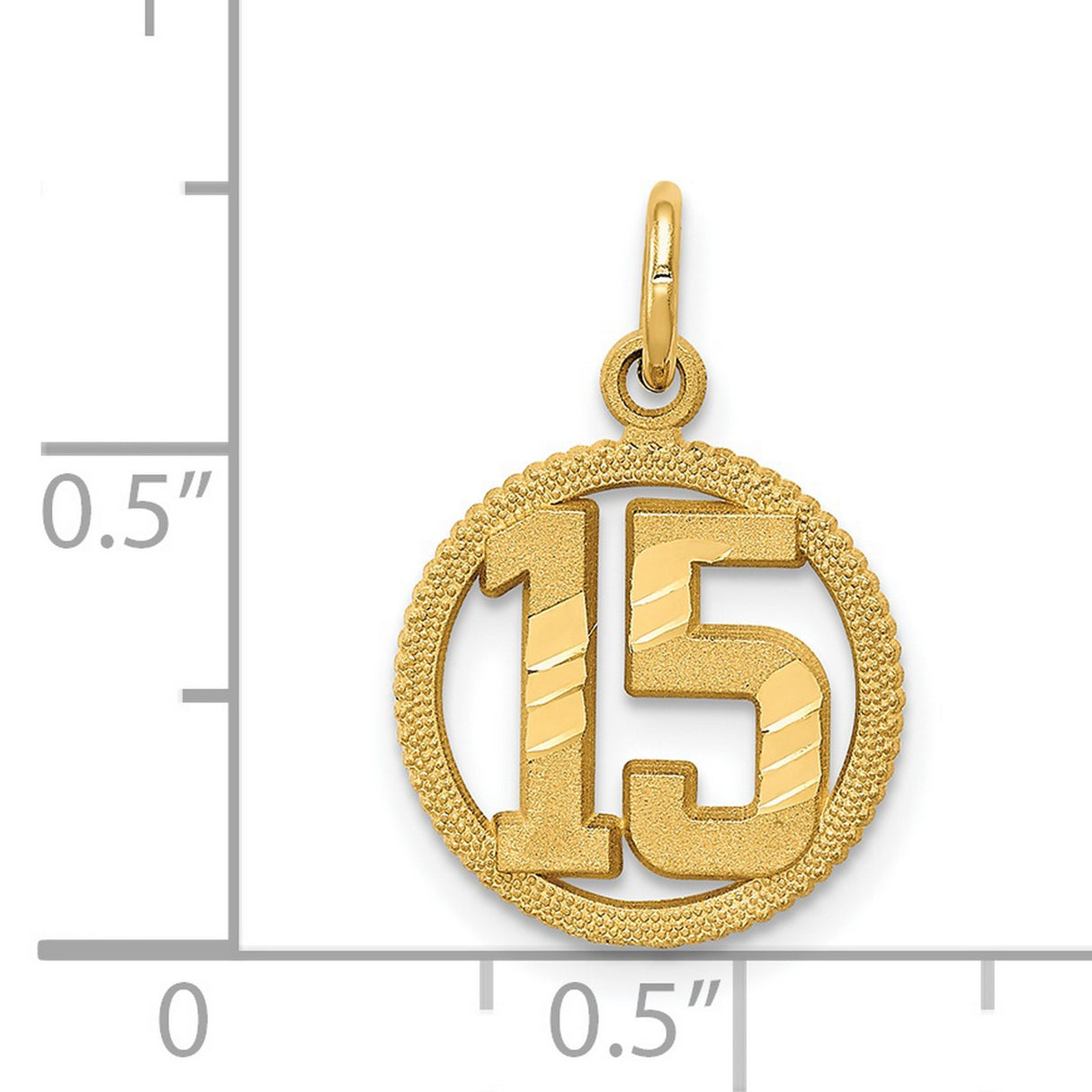 #15 Circle Charm Pendant in Real 14k Yellow Gold