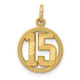 #15 Circle Charm Pendant in Real 14k Yellow Gold