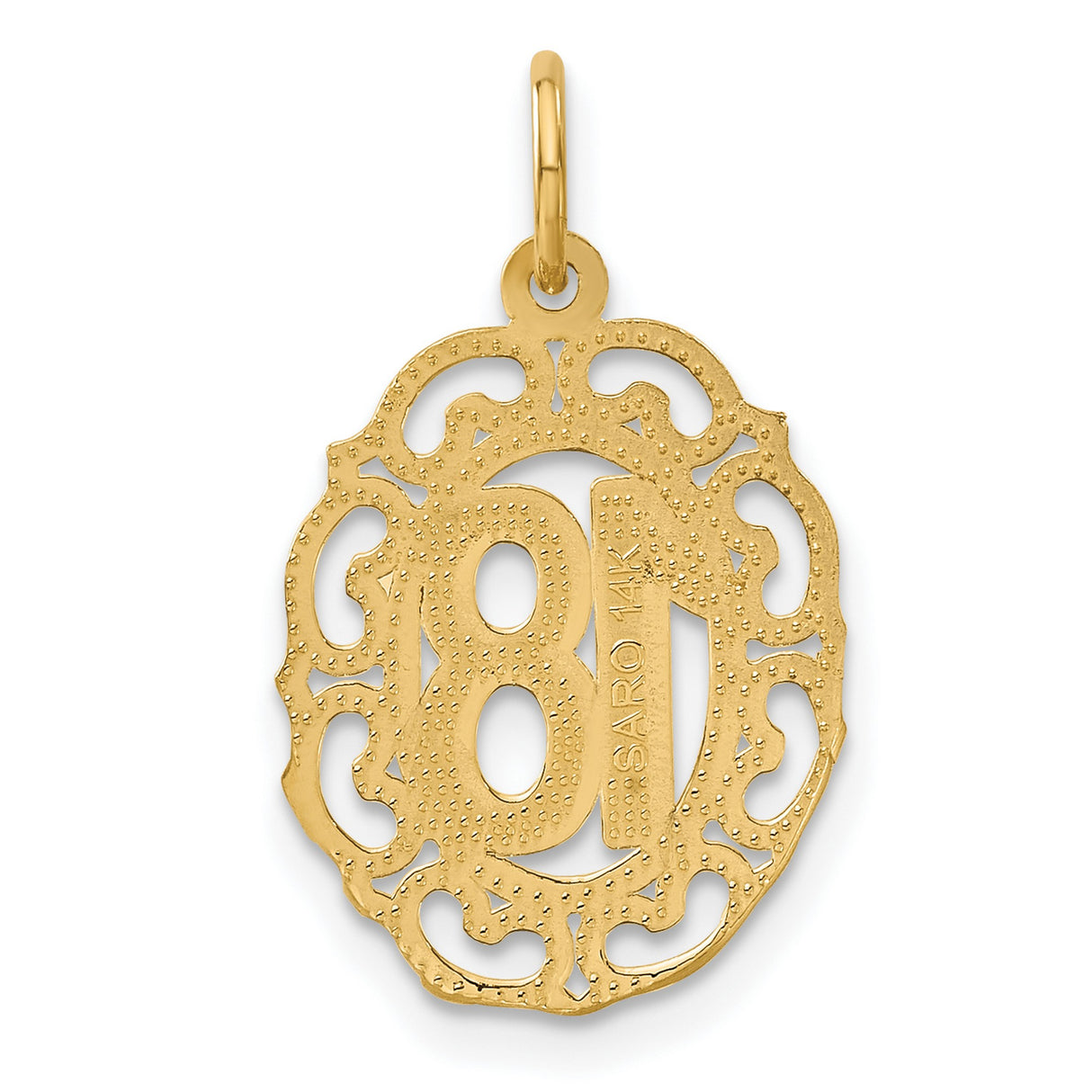 #18 Oval Charm Pendant in Real 14k Yellow Gold