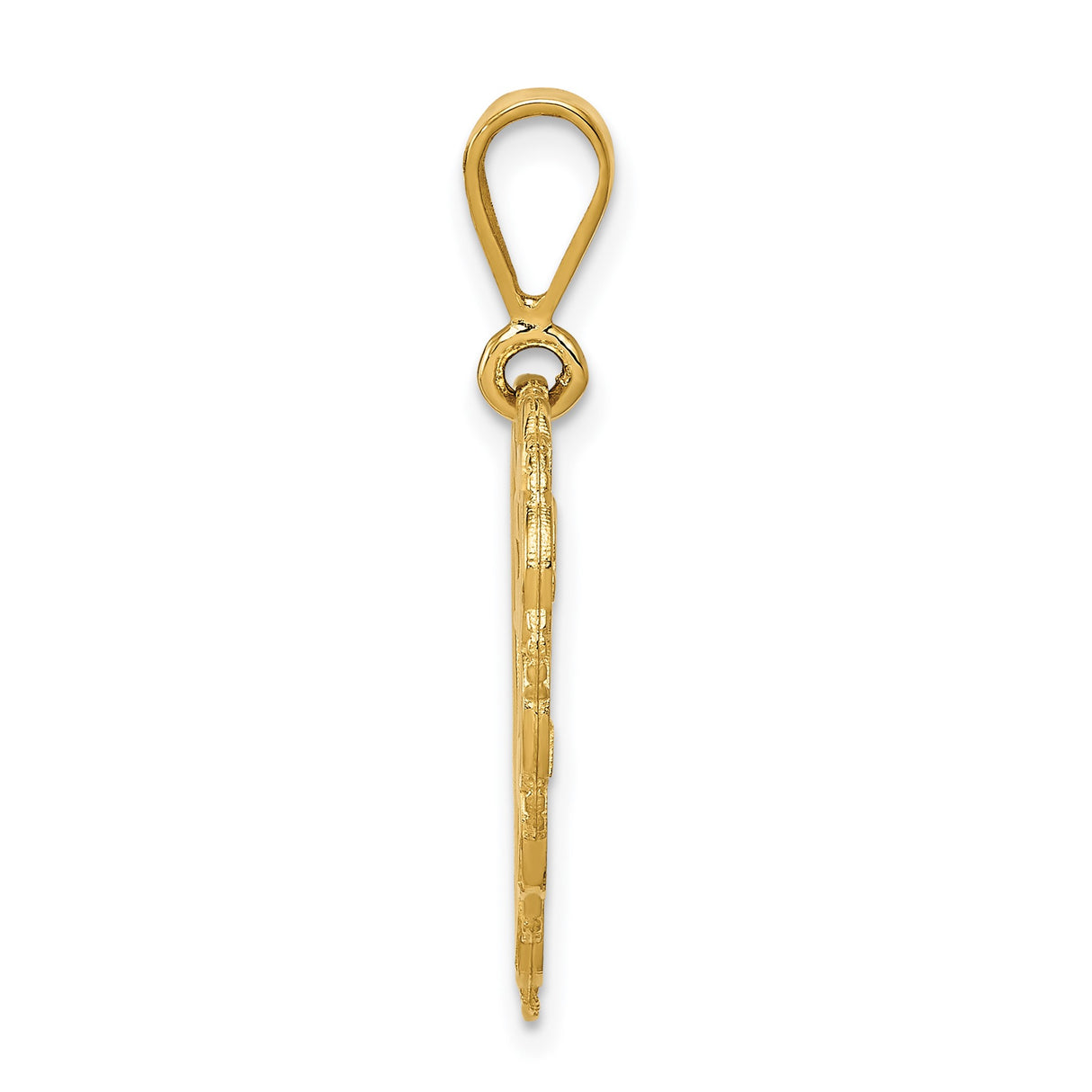 14k Yellow Gold Heart Pendant with Sweet 16 Engraving and Filigree Border Design