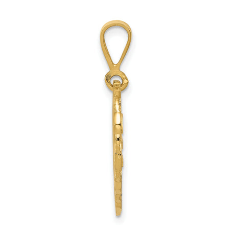 14k Yellow Gold Heart Pendant with 25th Anniversary Engraving and Floral Lattice Design