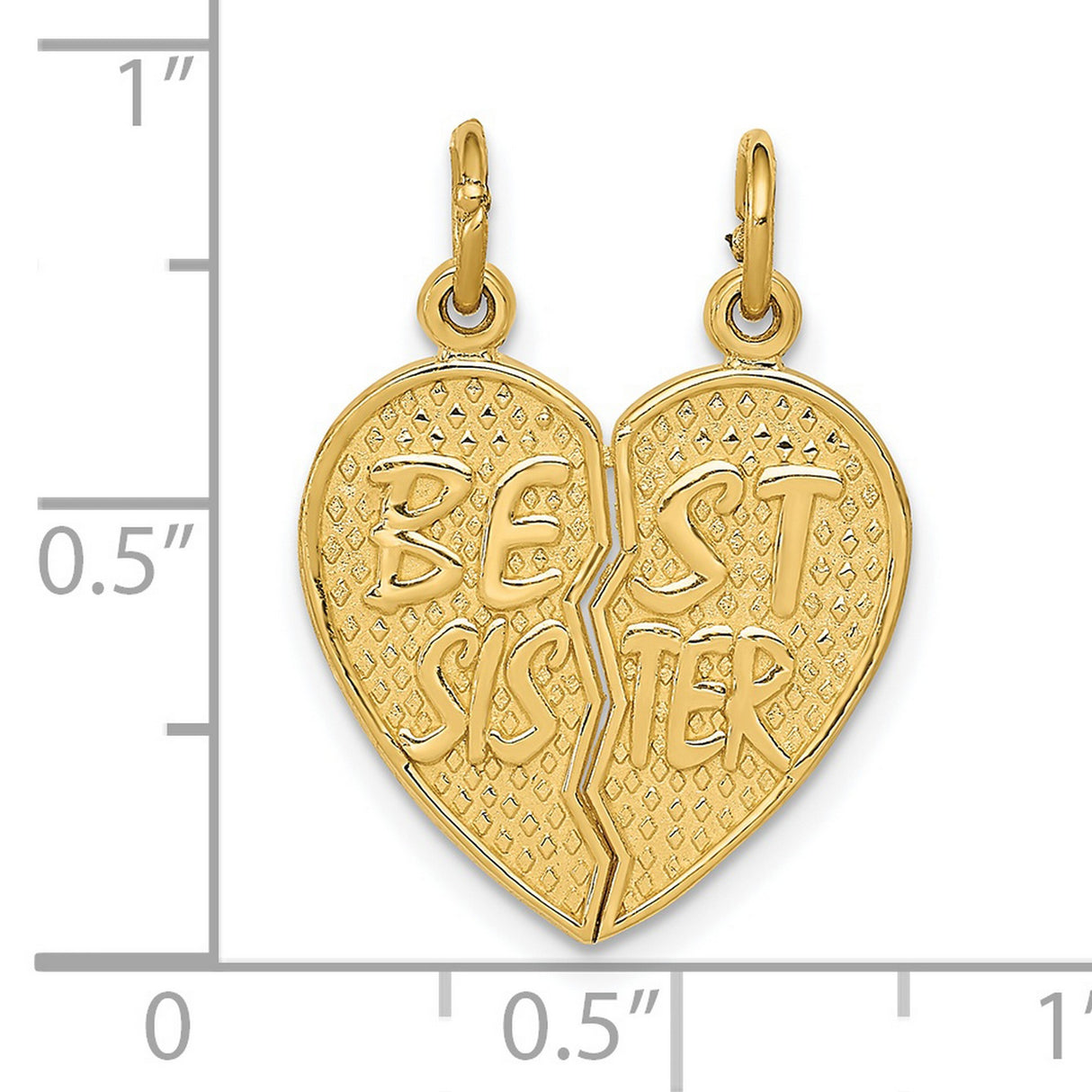 Best Sister Words Break-Apart Charm Pendant in Real 14k Yellow Gold