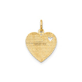 14k Yellow Gold Heart Pendant with Cutout Heart and Floral Star Detail for Women