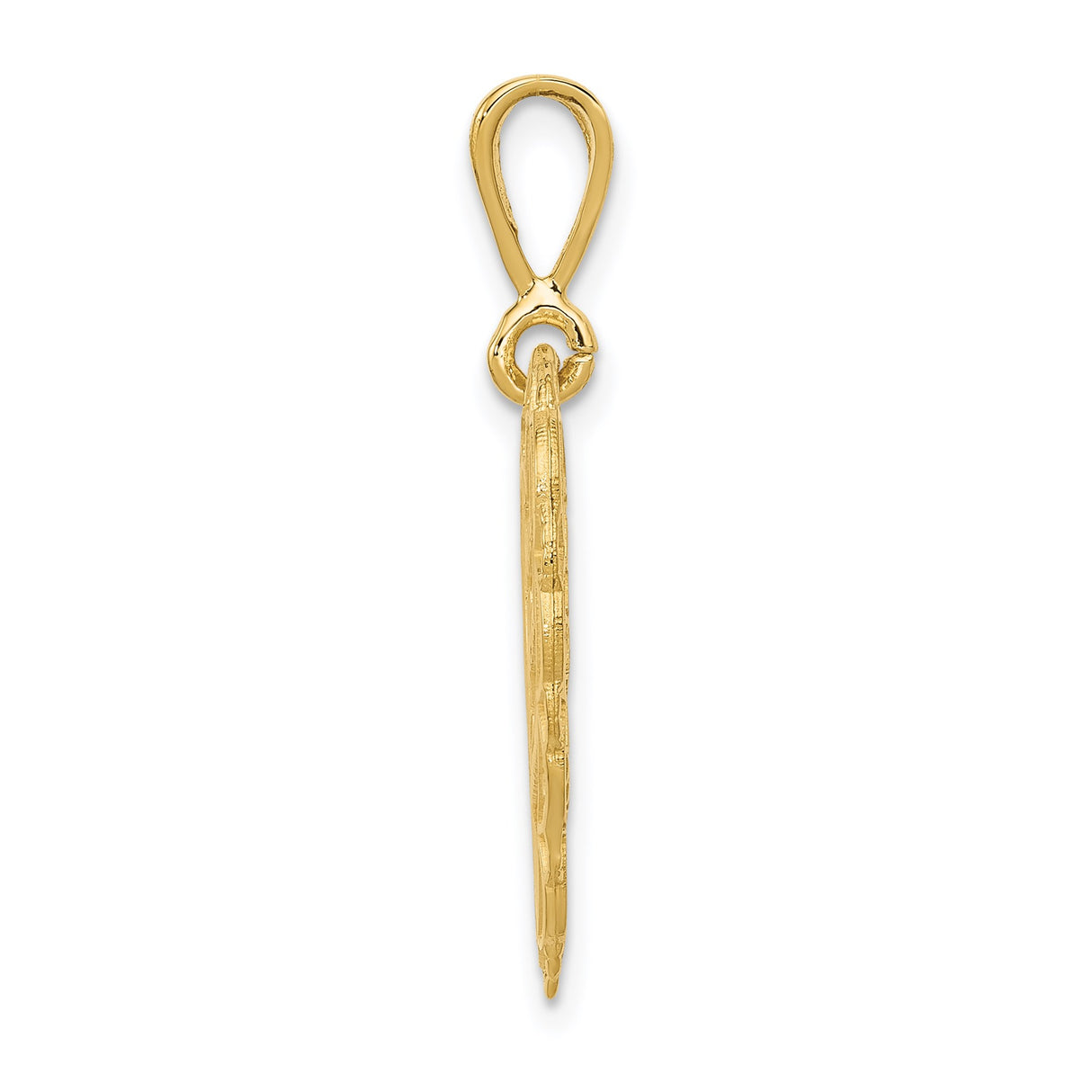 14k Yellow Gold Heart Pendant with Filigree Border and Grandma Message for Women