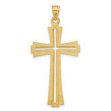 14k Yellow Gold Cross Pendant, Two Tone Reversible Design with Diamond Cut Detailing