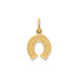 14k Yellow Gold Horseshoe Pendant with Textured Diamond Cut Finish, Good Luck Charm Jewelry