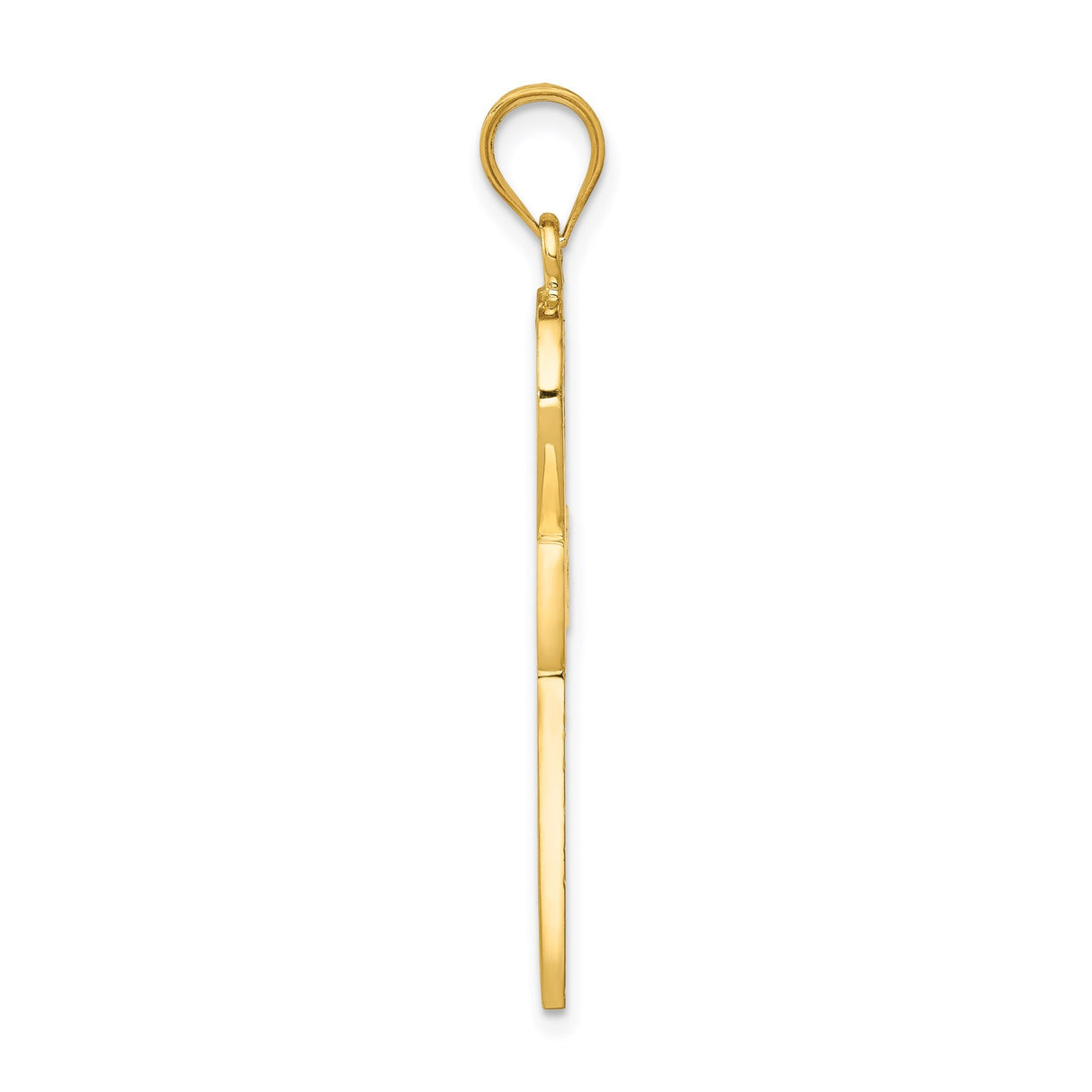 14k Yellow Gold Ankh Cross Pendant with Openwork and Beaded Design Egyptian Style Jewelry