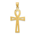 14k Yellow Gold Ankh Cross Pendant with Openwork and Beaded Design Egyptian Style Jewelry