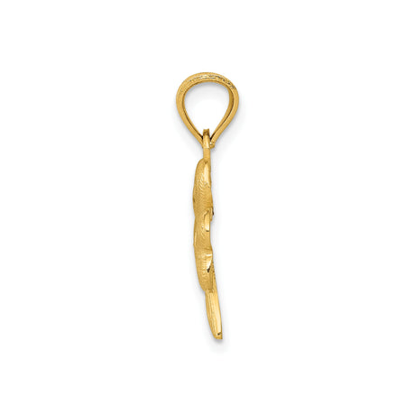14k Yellow Gold Shamrock Pendant with Textured Three-Leaf Clover Design, Celtic Irish Symbol