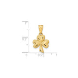 14k Yellow Gold Shamrock Pendant with Textured Three-Leaf Clover Design, Celtic Irish Symbol
