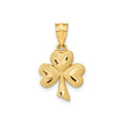 14k Yellow Gold Shamrock Pendant with Textured Three-Leaf Clover Design, Celtic Irish Symbol